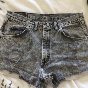 Grey distressed jean shorts